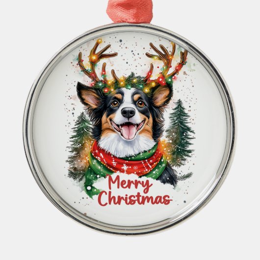 Cute Australian Shepherd Dog Metalen Ornament (Voorkant)