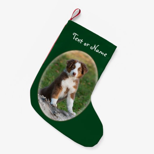 Cute Australian Shepherd Dog - Persoonlijke kerstm Kleine Kerstsok (Voorkant (Hangend))