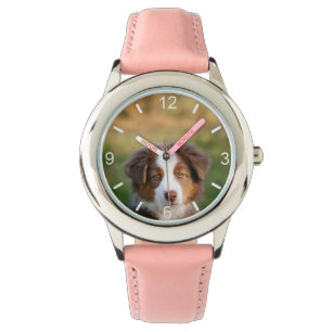 Cute Australian Shepherd Dog Puppy - dial-bord   Horloge
