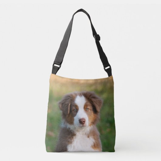 Cute Australian Shepherd Dog Puppy Photo op - Crossbody Tas (Voorkant)
