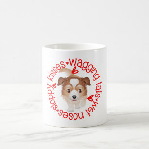Cute Australian Shepherd dog, sloppy kisses Koffiemok