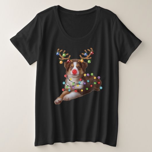 Cute Australian Shepherd Dog Xmas Holiday Gift Grote Maat T-shirt (Design voorkant)