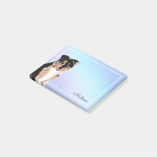 Cute Australian Shepherd Pastel Ombre Name Post-it Post-it® Notes (Schuin)