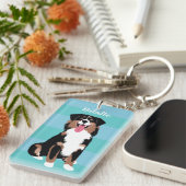 Cute Australian Shepherd Personalized | Blue Aqua Sleutelhanger (Voorkant Rechts)