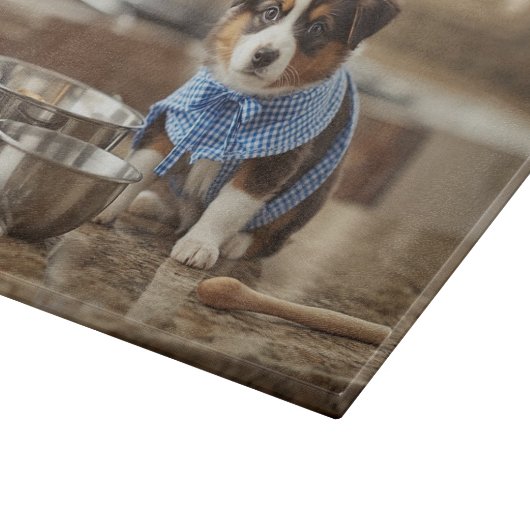 Cute Australian Shepherd Personalized Snijplank (Hoek)