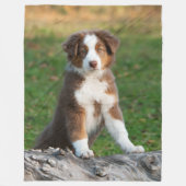 Cute Australian Shepherd Puppy, comfortabel Fleece Deken (Voorkant)
