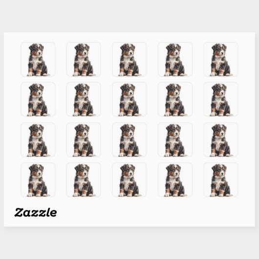 Cute Australian Shepherd Puppy Sticker (Vel)