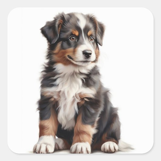 Cute Australian Shepherd Puppy Sticker (Voorkant)