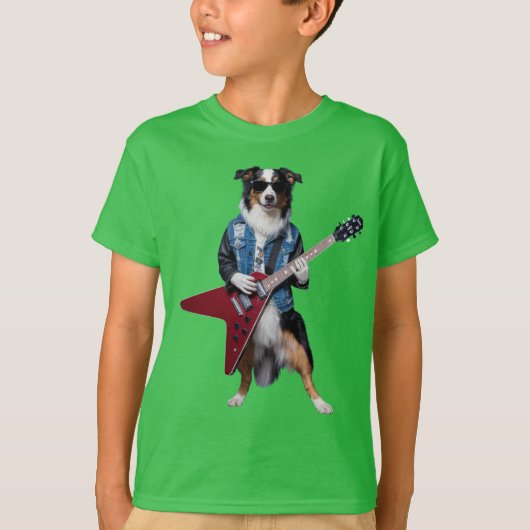 Cute Australian Shepherd Rockster Kinder T-Shirt (Voorkant)