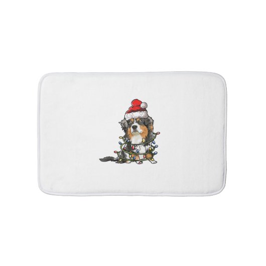 Cute Australian Shepherd Santa Kerstboom Ligh Badmat (Voorkant)