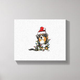 Cute Australian Shepherd Santa Kerstboom Ligh Canvas Afdruk