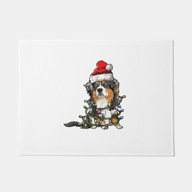 Cute Australian Shepherd Santa Kerstboom Ligh Deurmat (Voorkant)