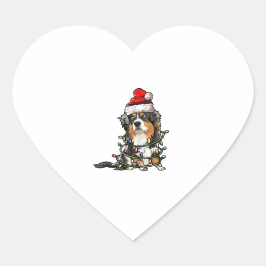 Cute Australian Shepherd Santa Kerstboom Ligh Hart Sticker (Voorkant)