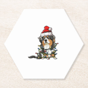 Cute Australian Shepherd Santa Kerstboom Ligh Kartonnen Onderzetters