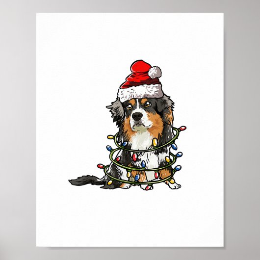 Cute Australian Shepherd Santa Kerstboom Ligh Poster (Voorkant)
