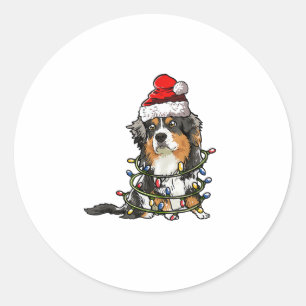 Cute Australian Shepherd Santa Kerstboom Ligh Ronde Sticker