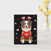 Cute Australian Shepherd Valentine Heart Valentine Kaart (Gele Bloem)