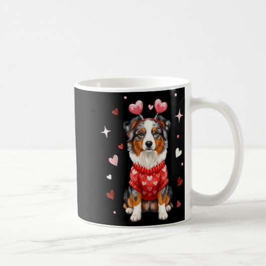 Cute Australian Shepherd Valentine Heart Valentine Koffiemok (Rechts)