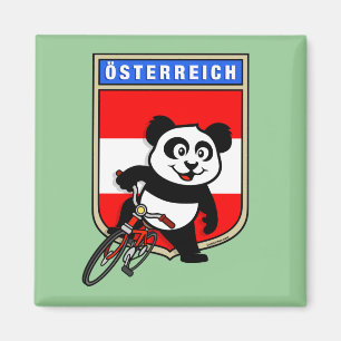 Cute Austria Cycling Panda Magneet