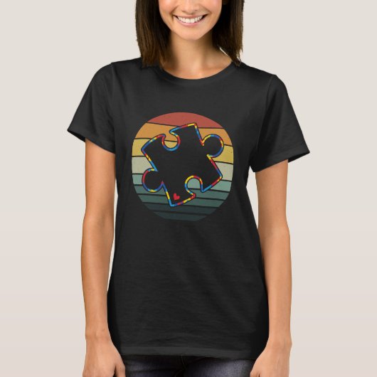 Cute Autism Awareness Day Puzzles 70s T-shirt (Voorkant)