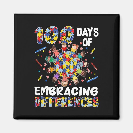 Cute Autism Awareness Embrace Differences 100 Days Magneet (Voorkant)