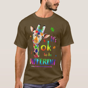 Cute Autism Awareness Giraffe Animal Het is oké om T-shirt