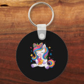 Cute Autism Awareness Toddler Girl Bow Unicorn Puz Sleutelhanger (Voorkant)