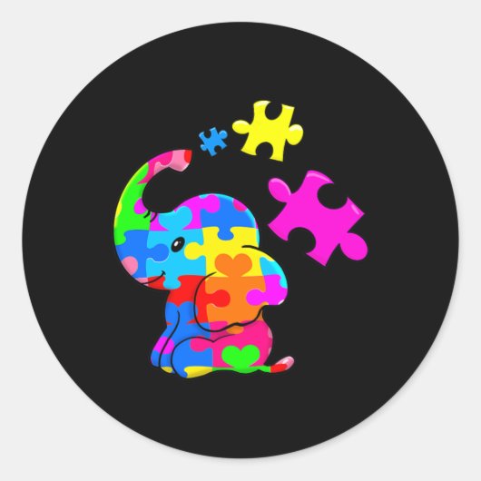 Cute Autism Elephant Autism Awareness Autistic Ronde Sticker (Voorkant)