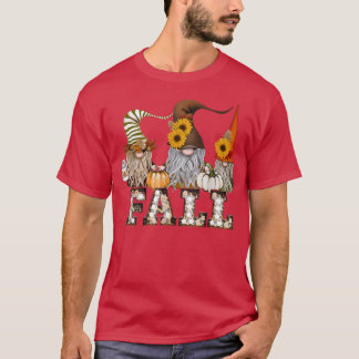 Cute Autumn 3 Gnomen Herfst Coffee Pumpkins Thanks T-shirt