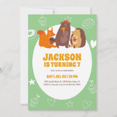 Cute Autumn Animals Beer Squirrel Kinderen Birthda Kaart (Voorkant)