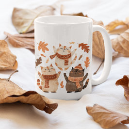 Cute Autumn Cats Mug Cozy Gift Idea Koffiemok