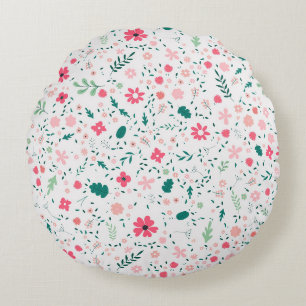 Cute Autumn Colorful Illustral Floral Pattern Rond Kussen