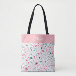 Cute Autumn Colorful Illustral Floral Pattern Tote Bag