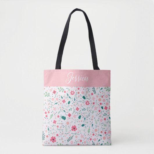 Cute Autumn Colorful Illustral Floral Pattern Tote Bag (Voorkant)