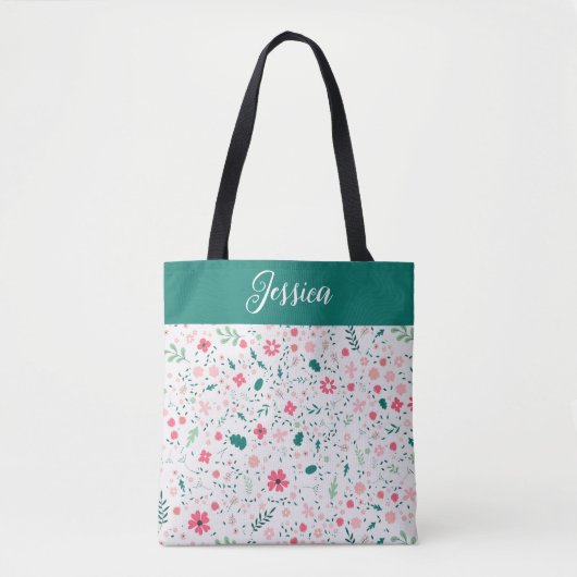 Cute Autumn Colorful Illustral Floral Pattern Tote Bag (Voorkant)