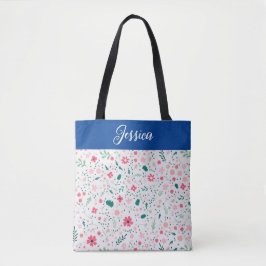 Cute Autumn Colorful Illustral Floral Pattern Tote Bag