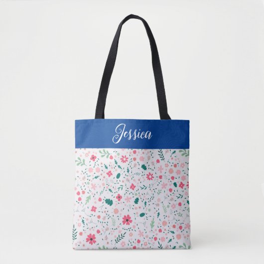 Cute Autumn Colorful Illustral Floral Pattern Tote Bag (Voorkant)
