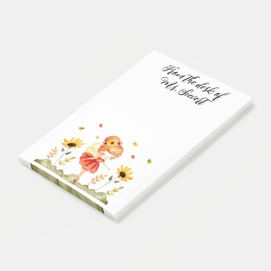 Cute Autumn Fairy and Sunflower Post-it® Notes (Schuin)