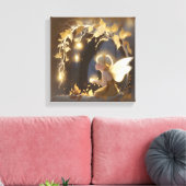 Cute Autumn Fairy with Glowing Flowers Canvas Afdruk (Insitu (Woonkamer))