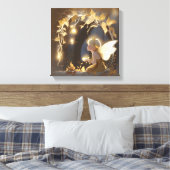 Cute Autumn Fairy with Glowing Flowers Canvas Afdruk (Insitu (Slaapkamer))