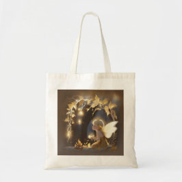Cute Autumn Fairy with Glowing Flowers Tote Bag