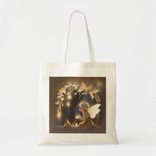 Cute Autumn Fairy with Glowing Flowers Tote Bag (Voorkant)