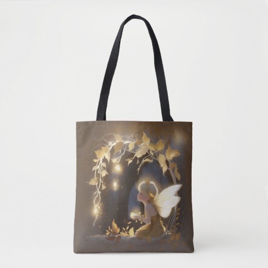 Cute Autumn Fairy with Glowing Flowers Tote Bag (Voorkant)