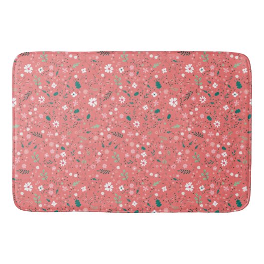 Cute Autumn Flowers Illustration Floral Pattern Badmat (Voorkant)