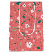 Cute Autumn Flowers Illustration Floral Pattern Medium Cadeauzakje (Achterkant)