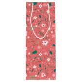 Cute Autumn Flowers Illustration Floral Pattern Wijn Cadeautas (Achterkant)