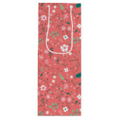 Cute Autumn Flowers Illustration Floral Pattern Wijn Cadeautas (Voorkant)