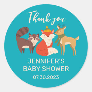 Cute Autumn Forest Animals Herfst Baby shower Ronde Sticker
