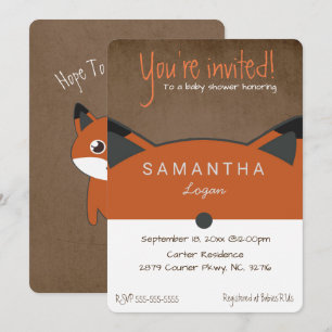 Cute Autumn Fox Baby shower Invitation Kaart