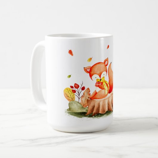 Cute Autumn Fox Coffee Mok (Voorkant links)